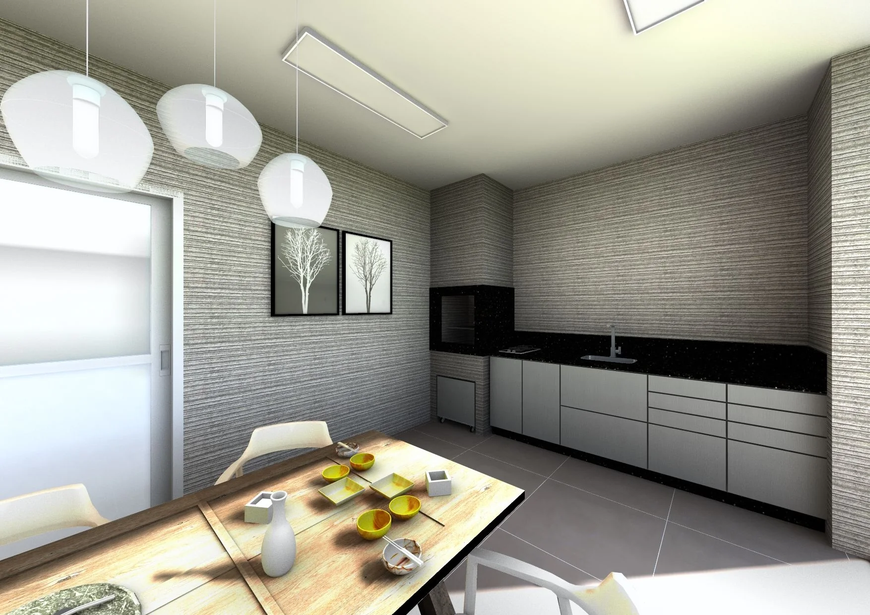 Millenium model rendering, kitchen interior